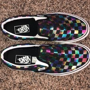 Metallic Multi-Colored slip on Vans